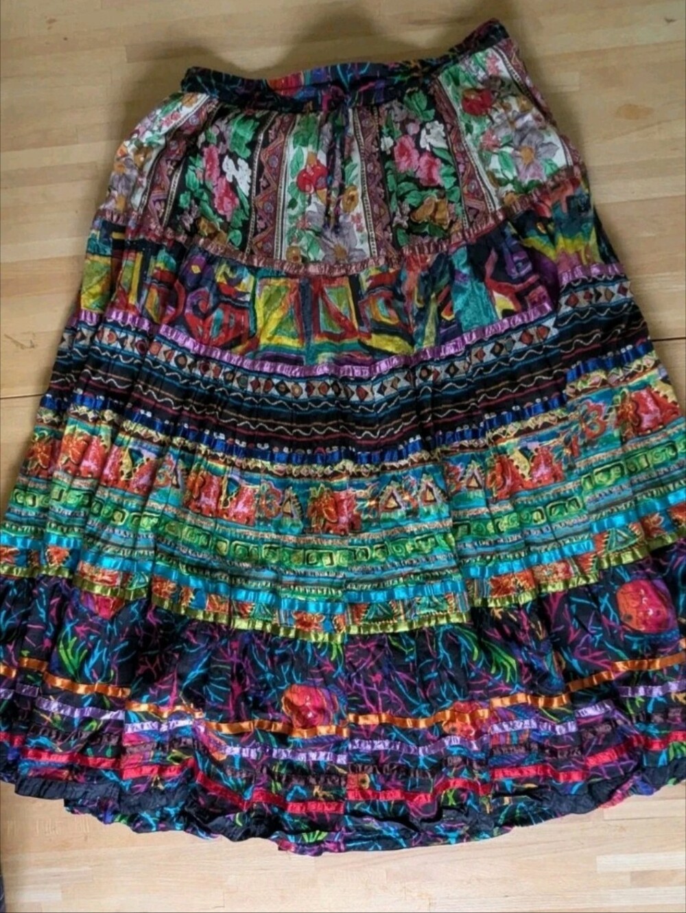 Travelsmith Colorful Tiered Boho Maxi Skirt Size L